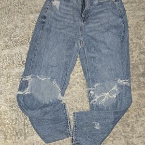 American Eagle Outfitters Ripped Blue Boyfriend Jeans